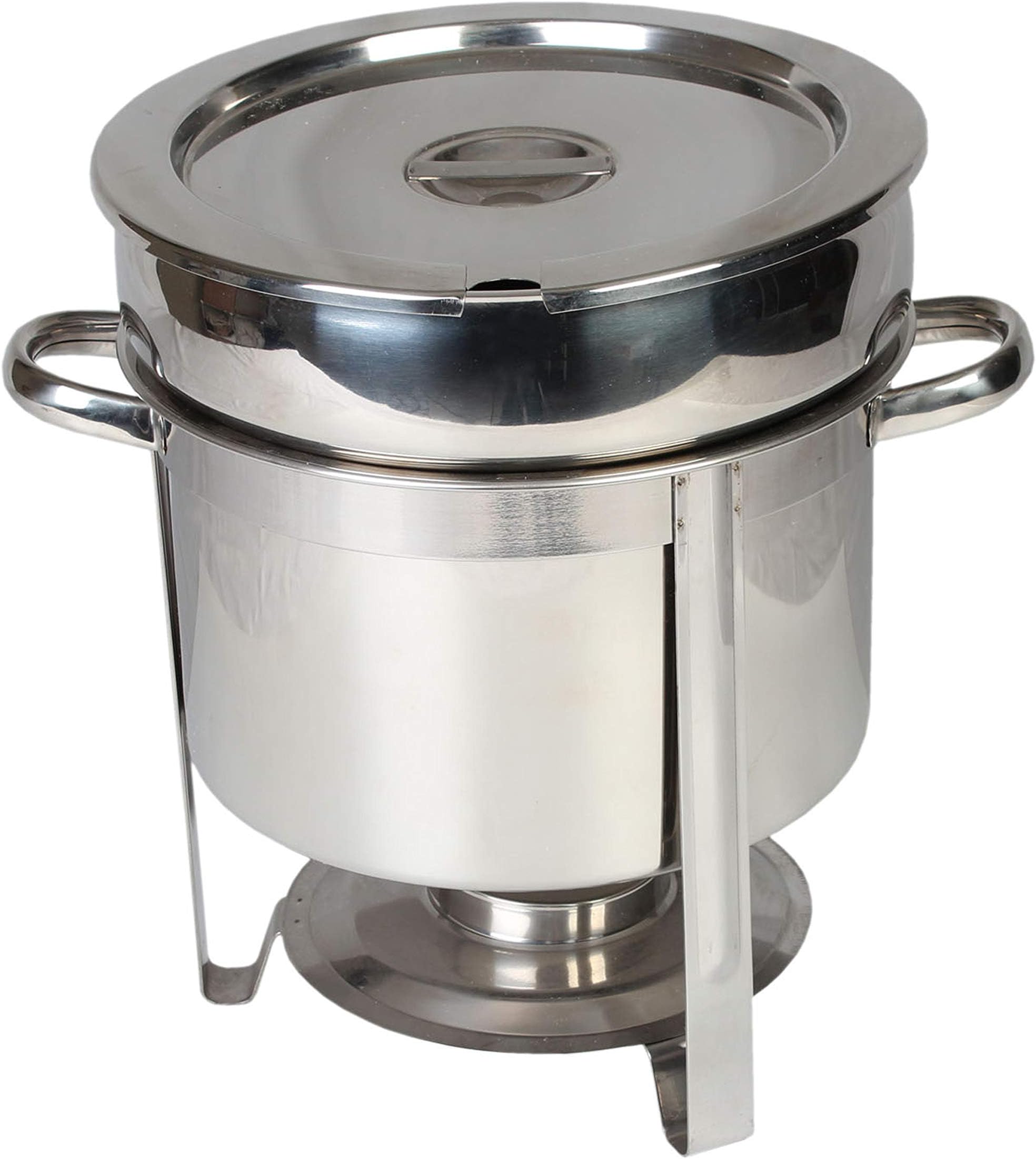 Thunder Group SLRCF8311 Marmite Chafer, 11 quart, 14-1/2" x 11-1/8" x 13-1/4"H, round, welded frame, lift-off lid, water pan, fuel holder, stainless steel, mirror-finish