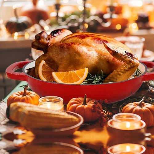 Miniatura 26 de Horno holandés de hierro fundido esmaltado con tapa, kit para hornear pan de 11 pulgadas, sartén esmaltada de 6 cuartos de galón, horno holandés