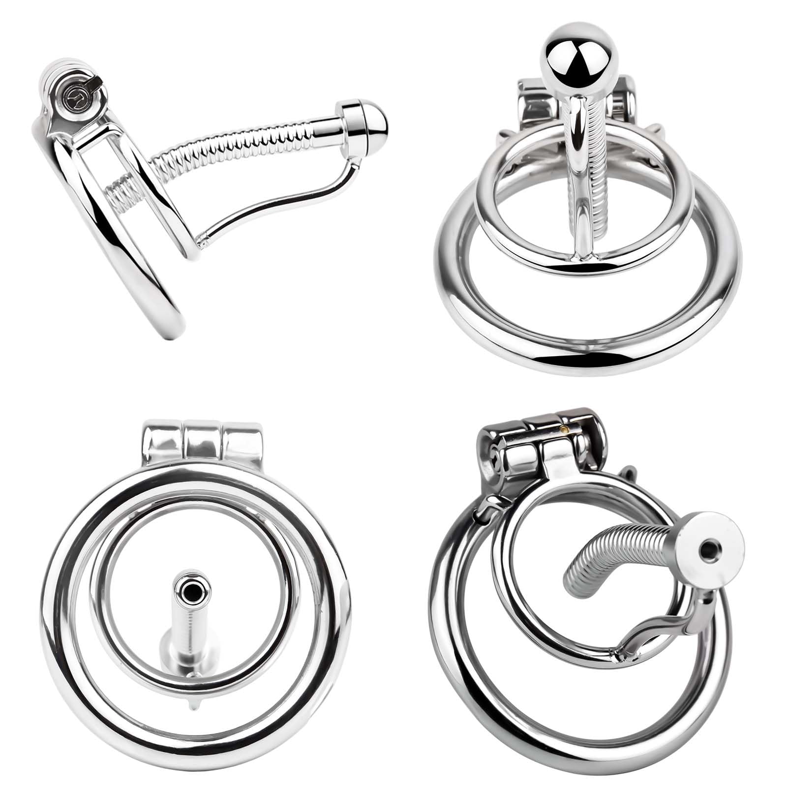 Asta di sondaggio cava liscia in acciaio inossidabile, dilatatore maschile squisito per una facile minzione con anello di ritenzione, 3 misure opzionali -D59IT (S, 50mm ring)