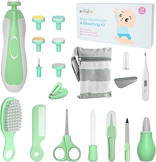 OTTOLIVES Baby Healthcare and Grooming Kit, 24 in 1 Baby Electric Nail Trimmer Set Newborn Nursery Health Care Set for Newborn Infant Toddlers Baby Boys Girls Kids (0-3 Years+) (Green)