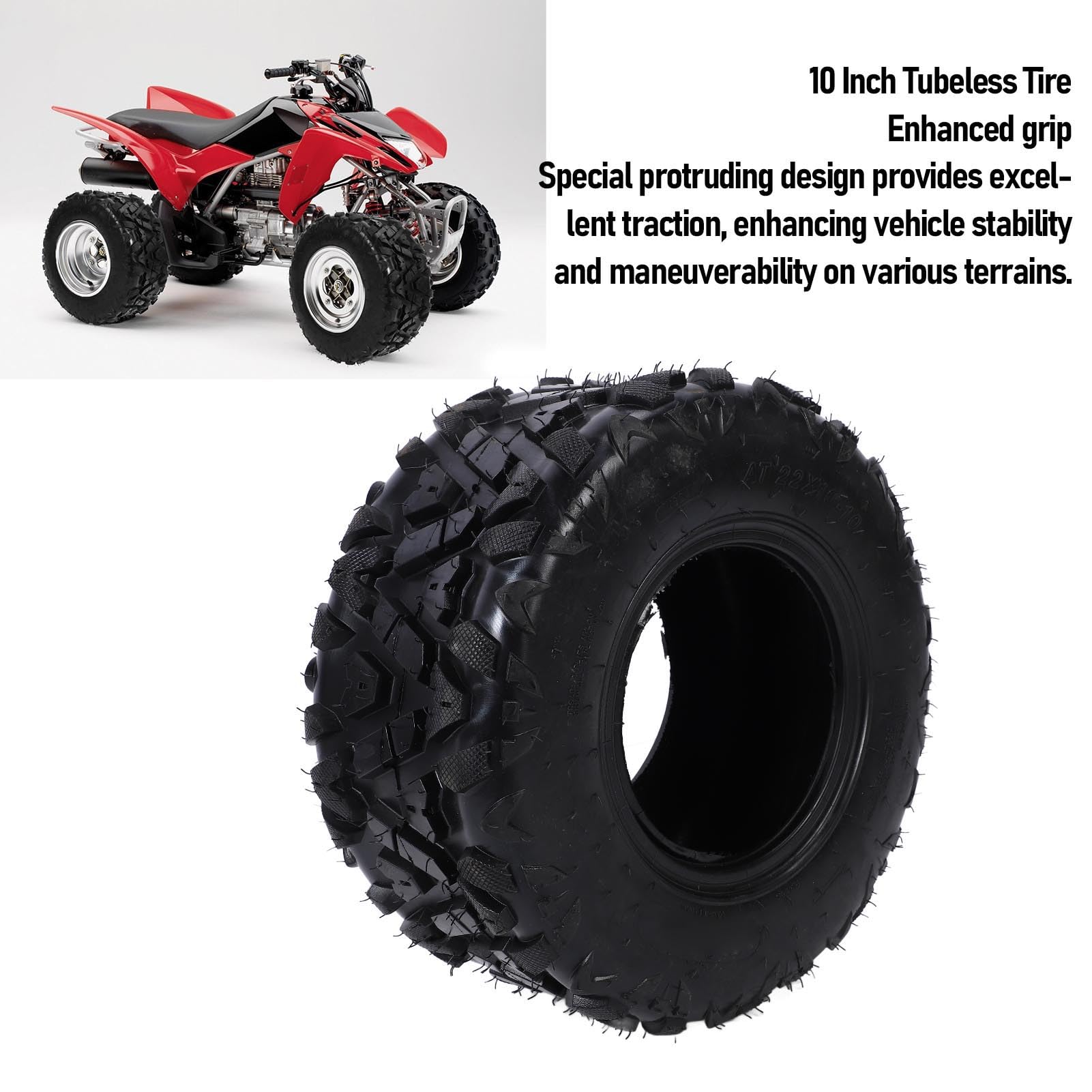 Luocute Opona ATV -10, Gumowa Opona Bezdętkowa 6PR o Dużej Wytrzymałości do Kosiarki Ogrodowej ATV UTV Go Kart