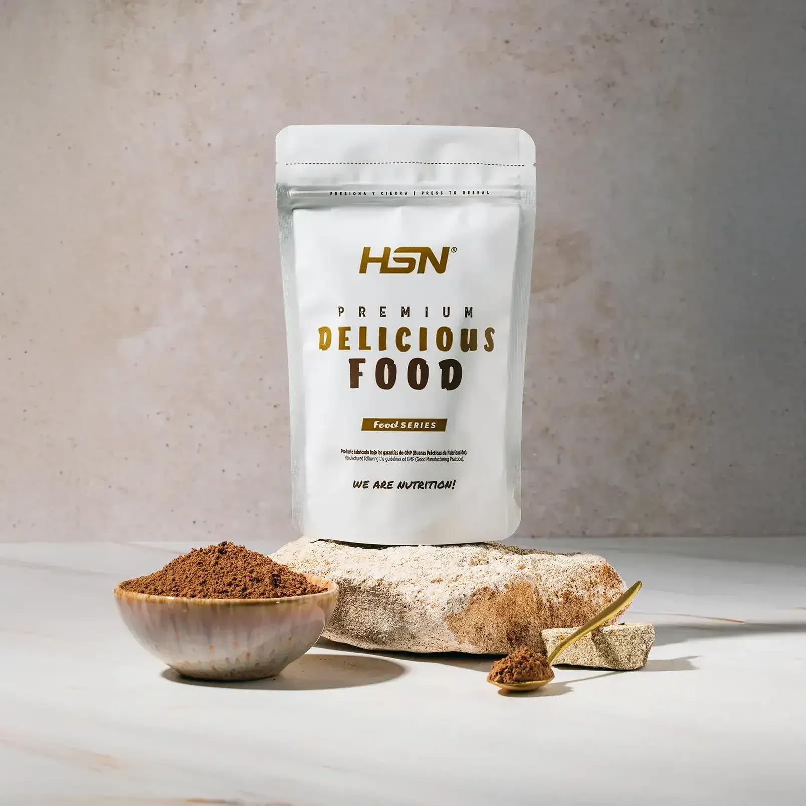 HSN Cacao Natural Desgrasado No Alcalinizado 500g 100% Puro Sabor Natural Sin Azucares Añadidos No-GMO Vegano Sin Gluten