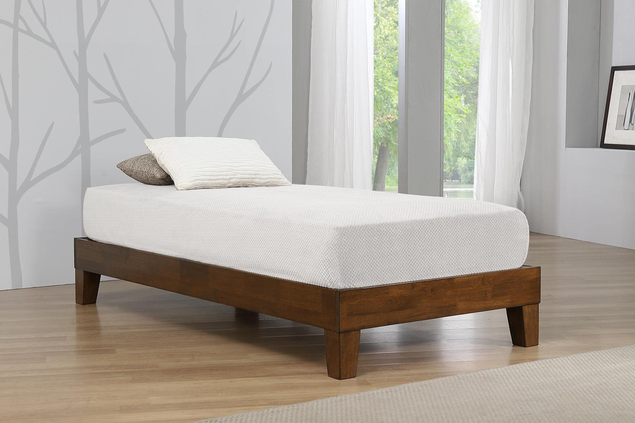 Buy Charlie Platform Bed Single Rustic Oak, Solid Wood Platform Single