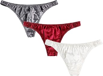 Mens 3Pairs Pure Silk Briefs String Panties Soft Pouch Smooth Healthy Basic Bikini Breathable Underwear