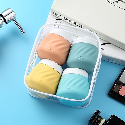Vista 95 de Gemice Recipientes de viaje para artículos de aseo personal, tarros de crema de silicona aprobados por la TSA, tamaño de viaje con bolsa