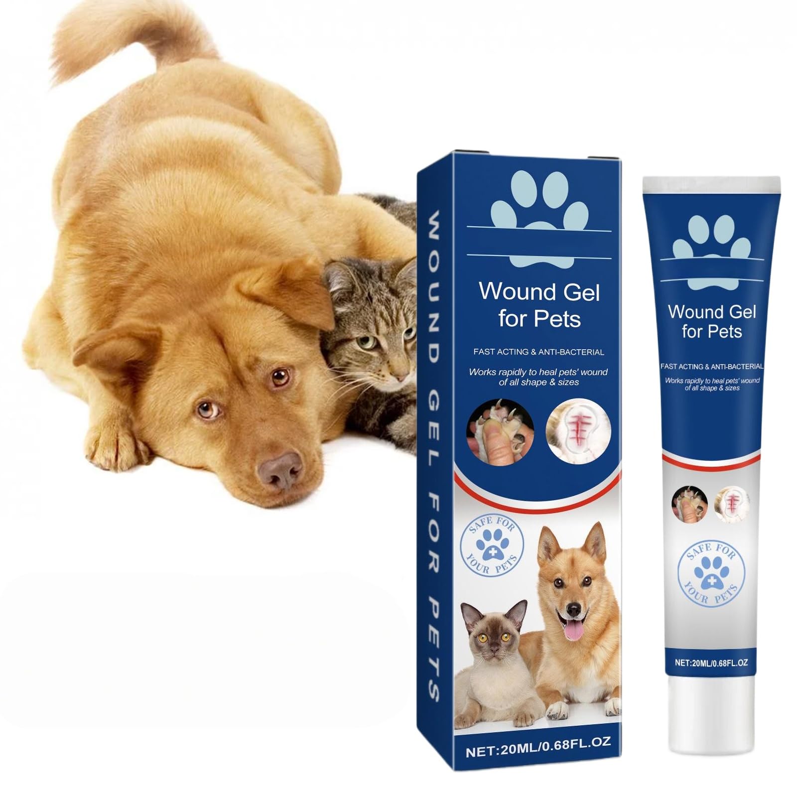 BAOSROY Pet Wound Care Gel,20ml Pet Liquid Bandage,Liquid-Bandage for Pet Wound Care Gel,Dog Wound Care,Cat Wound Treatment,Dog Leg Wound Protector,Pet Wound Skin Care Gel,Dog Dressings for Wounds