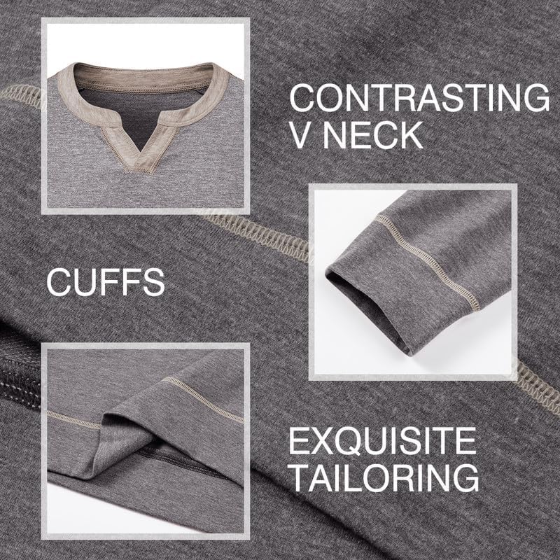 Mens Henley Long Sleeve Shirts Fall Lightweight Sweatshirts Casual V Neck Slim Fit Pullover T-Shirt - Image 6