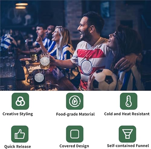 Miniatura 5 de Bandeja para cubitos de hielo, divertidos moldes de hielo de fútbol con tapa para congelador, máquina de bolas de hielo de silicona para whisky,