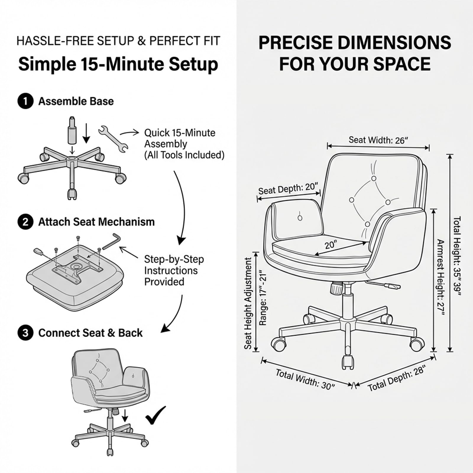 Condition photo showing New/Like New for mojay criss cross chair, vanity chair, pretty fancy desk chair, cross legged office chair for girls, 360°swivel height adjustable reception chair (black pu)