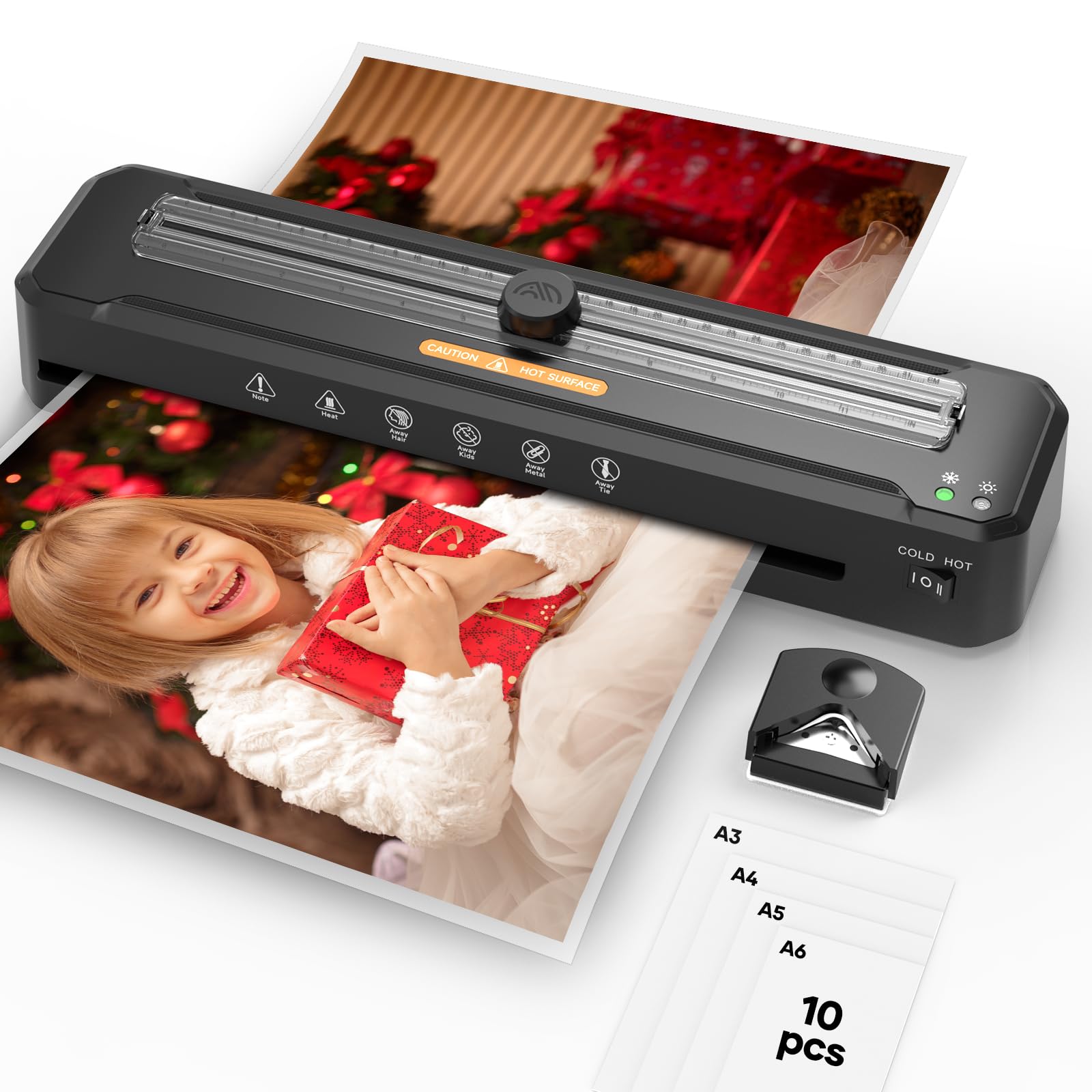 Laminator Machine 13-Inch,A3 Laminator Thermal with10 Laminating Sheets,Cold with Paper Trimmer Corner Rounder, High-Speed Jam-Free, Low-Noise Laminating Machine(Black)