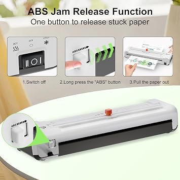 5 in 1 A3 Laminator Machine Hot & Cold, Built-in Cutte, Anti-Jam ABS System
