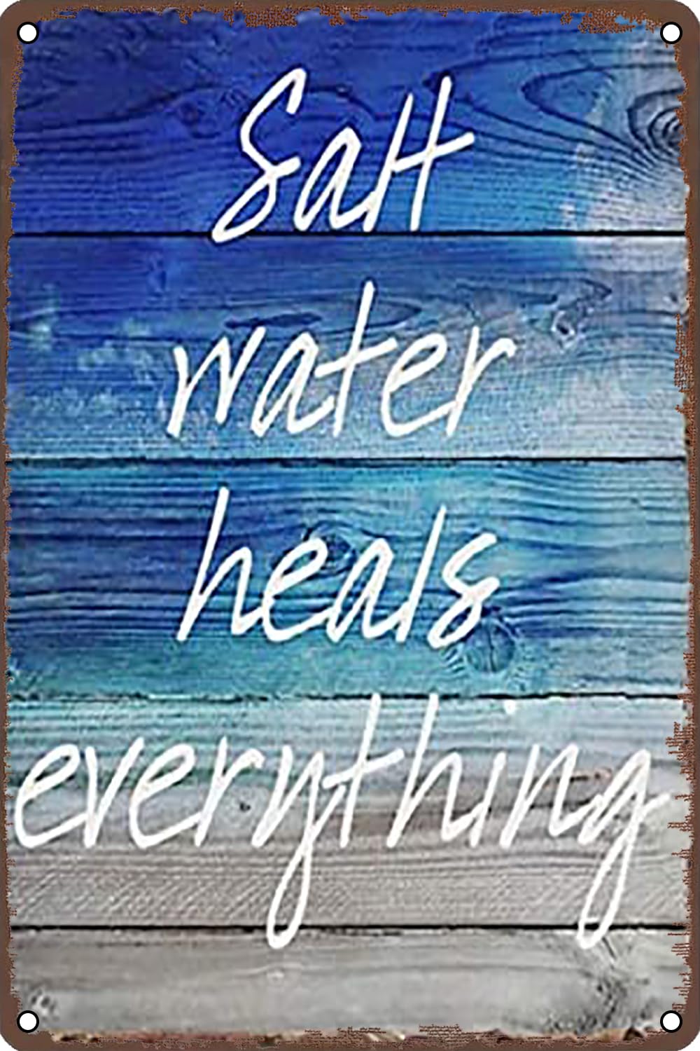 Vintage Metal Tin Sign Salt Water Heals Everything Improvement Wall Decor for Home Bathroom Garden Man Cave Bars Restaurants Cafes Office Store Sign 8 X 12 Inch