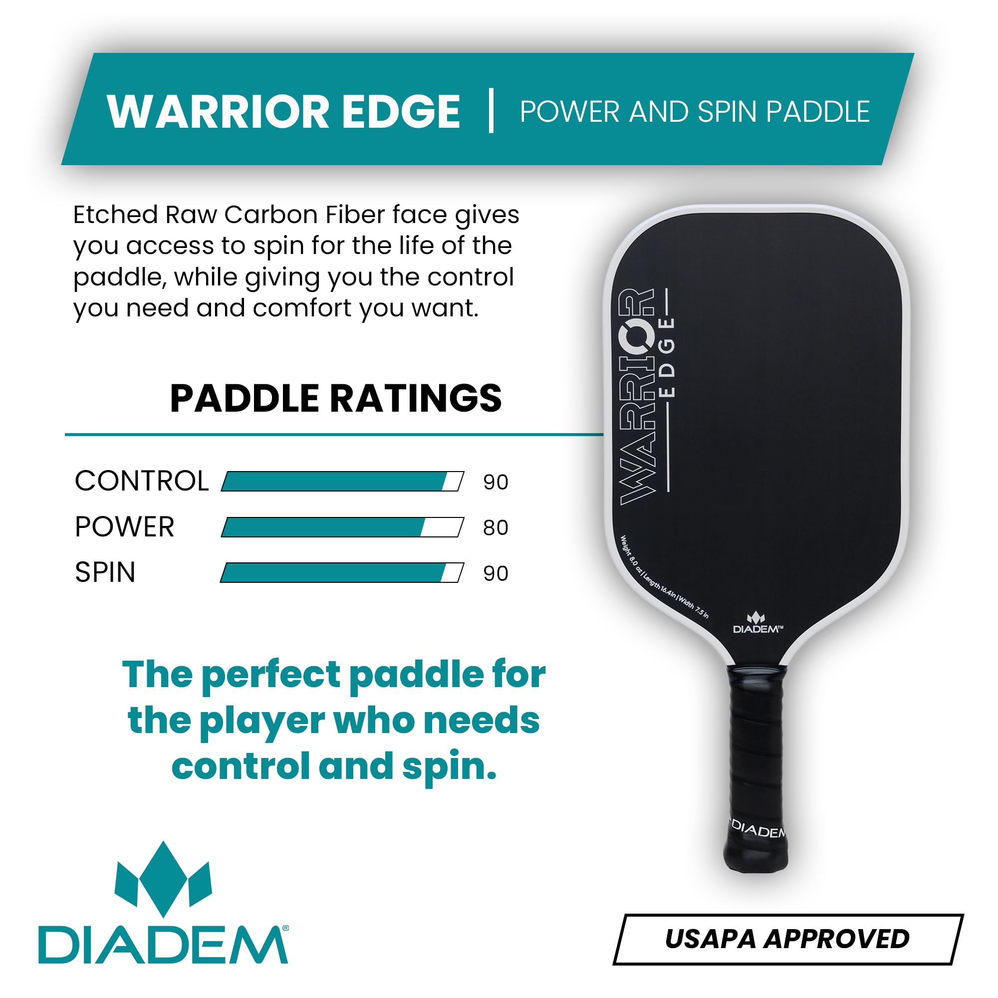 Amazon | Diadem Warrior Edge ピックルボールパドル | 最大