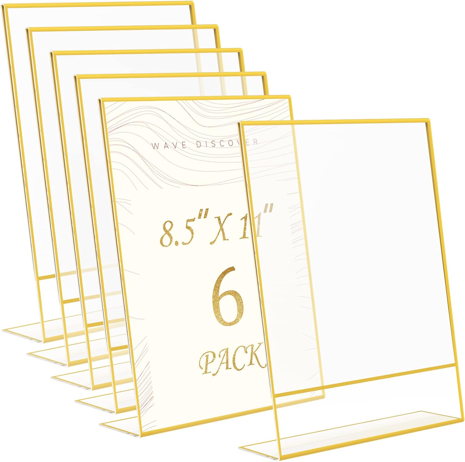 MaxGear 6 Pack Acrylic Sign Holder 8.5x11 Gold Picture