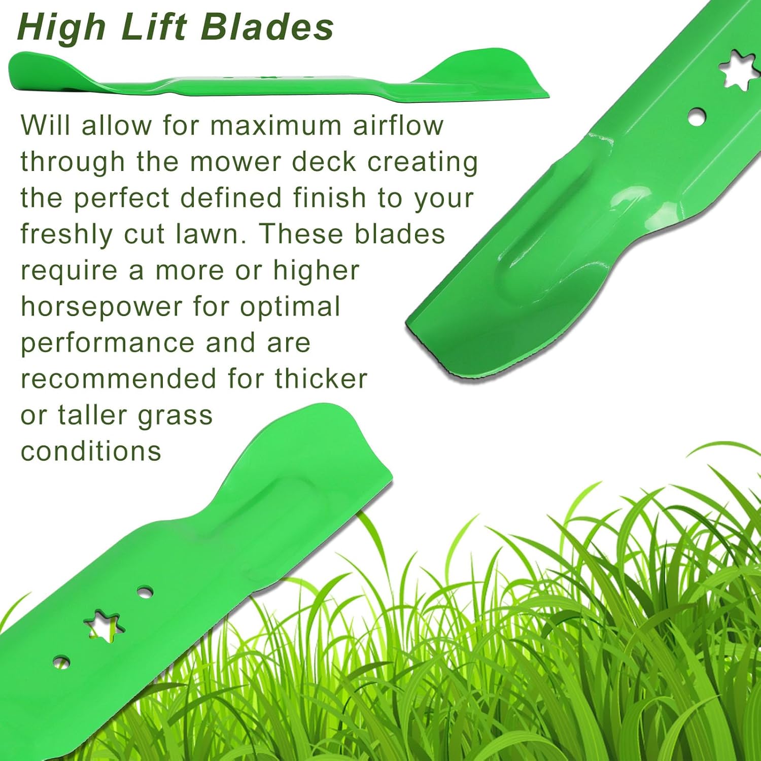 Wadoy 490-110-C187 Mower Blade Compatible with Cub Cadett 60" Deck High Lift Mower Blades 3 Pack for Model ZT2 ZT3 05620 742-05620 742P05620