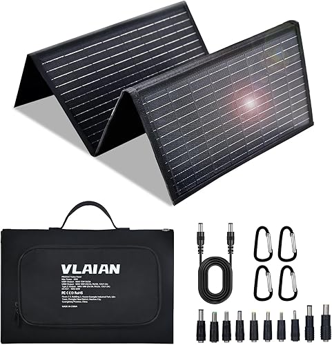 Panel solar portátil de 60 W, paneles solares plegables de 60 W, cargadores con QC3.0 USB-A USB-C DC5521, IP67 impermeable para pequeñas centrales