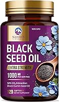 Vista 1 de Aceite de semilla de comino negro, 1000 mg por porción, aceite de semilla negra de Nigella sativa extra fuerte, aceite de semilla negra, piel, salud