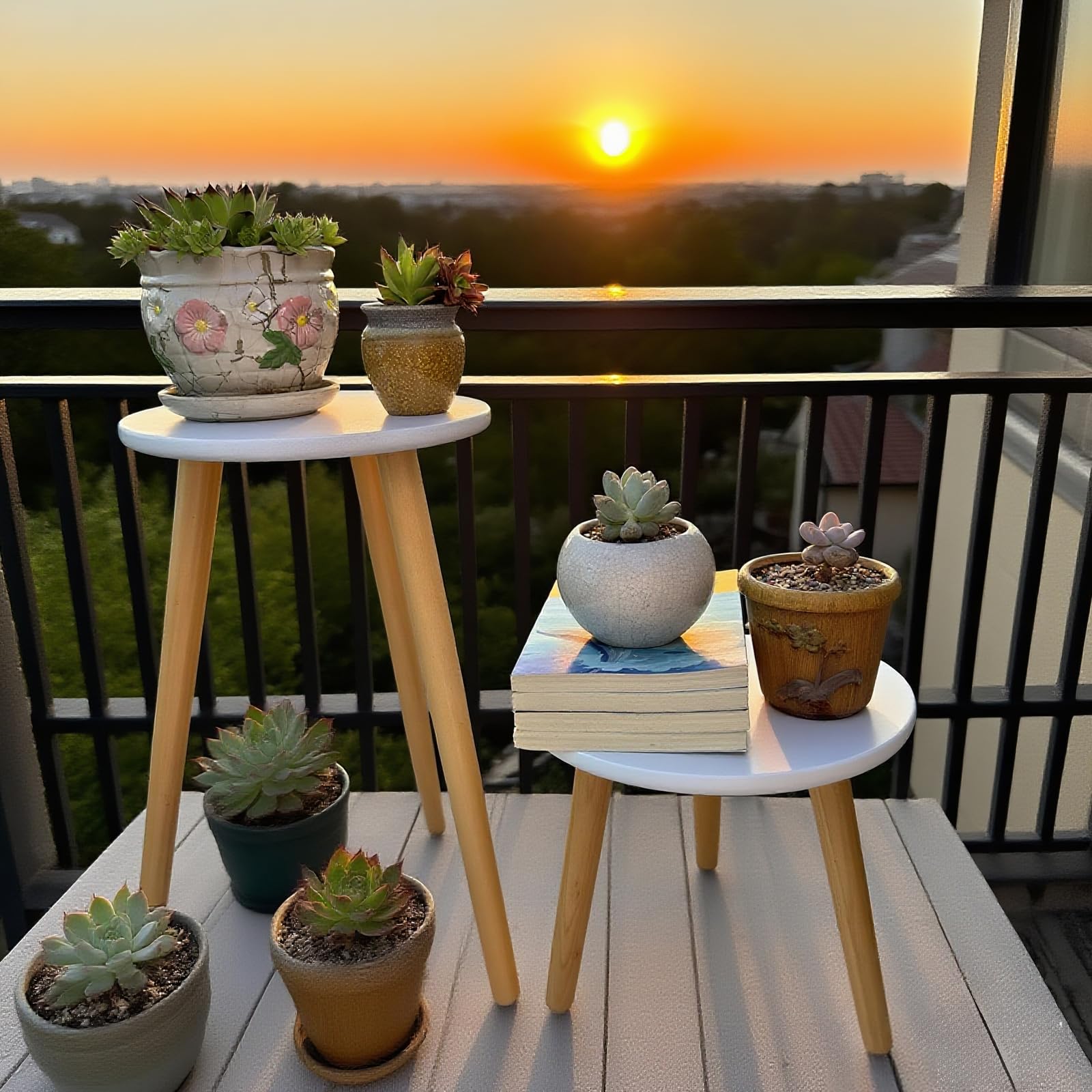 Hniuyun Indoor Plant Stands, Wood Plant Stand Plant Table for Flower Pots, White, Brown - Image 3