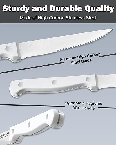 Vista 15 de Cook N Home Juego de cuchillos de cocina con bloque de almacenamiento de bambú, 15 piezas, hoja de acero inoxidable de alto carbono, color negro
