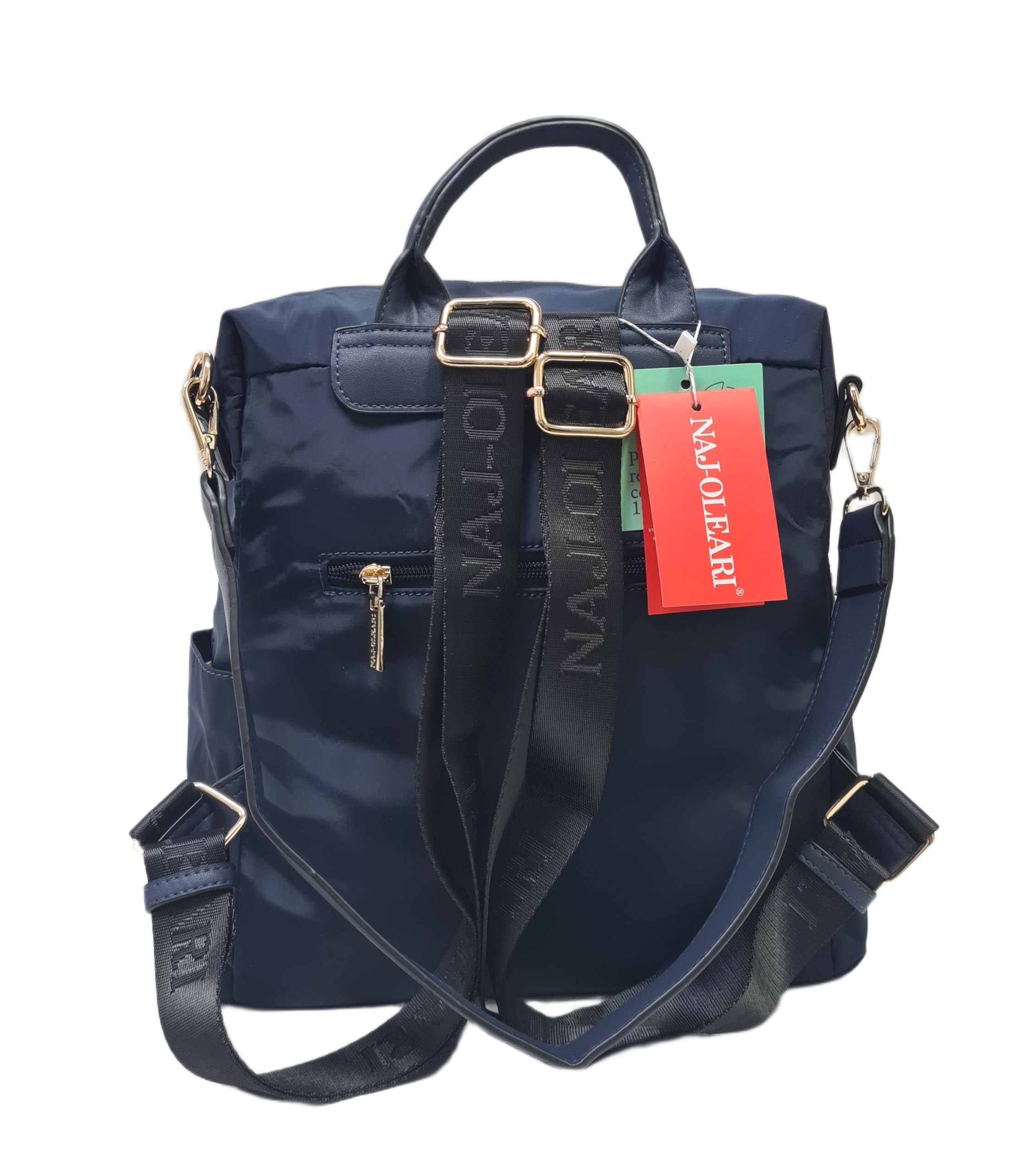 NAJ-OLEARI Borsa Zaino Donna Multitasche, Nylon Riciclato, con Spallacci Regolabili, a Spalla e Mano, Dimensioni 32x30x12 cm Art. 61749/25 (BLU)