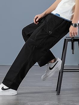 SAKHWALA Men's Cotton Cargo Pants | Loose Fit Mid-Rise Multi