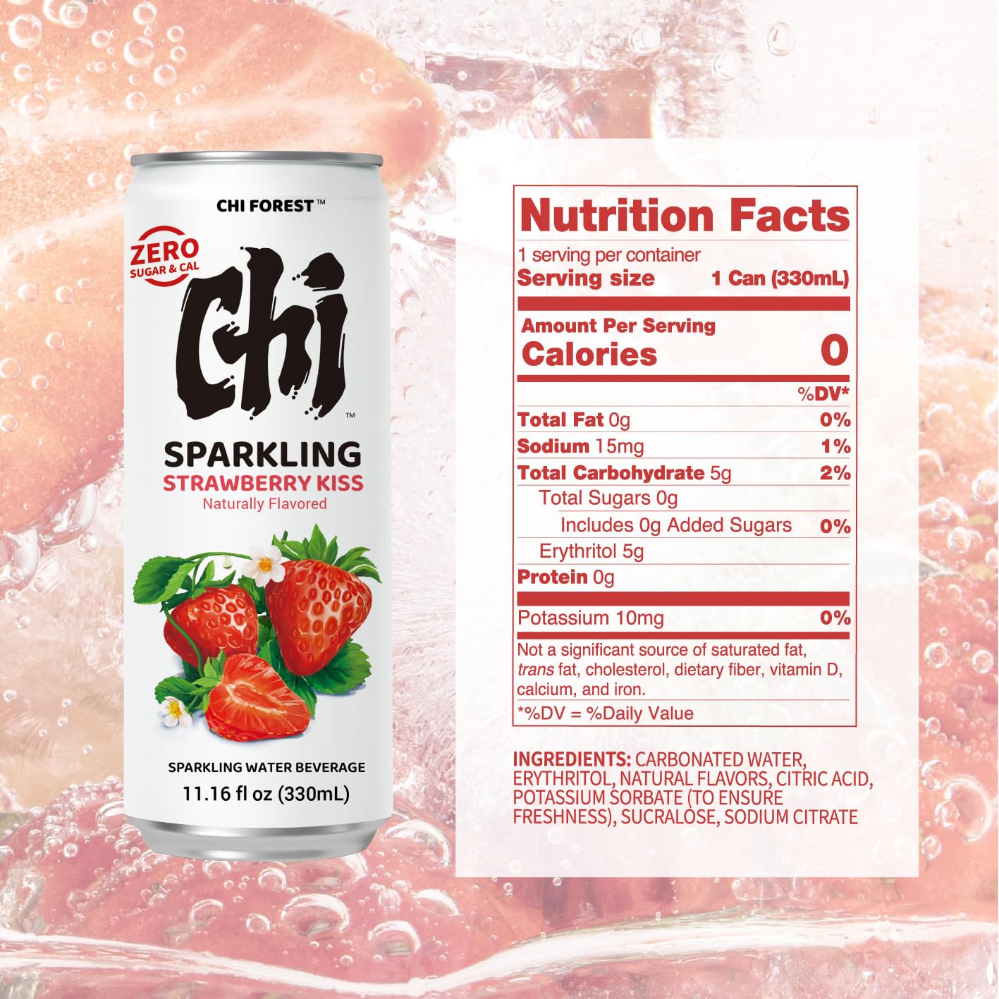 Amazon.com: CHI FOREST Strawberry Sparkling Water Beverage, Zero