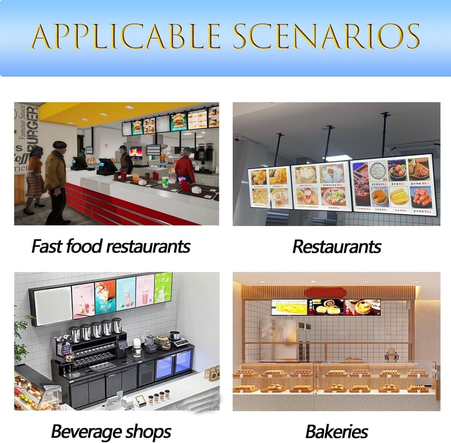 3D Illuminated LED Light Box with Snap Frame – Wall-Mounted Menu Board for Restaurant Cafe Coffee Shop | Fast-Change Backlit Poster Display(30 * 40)