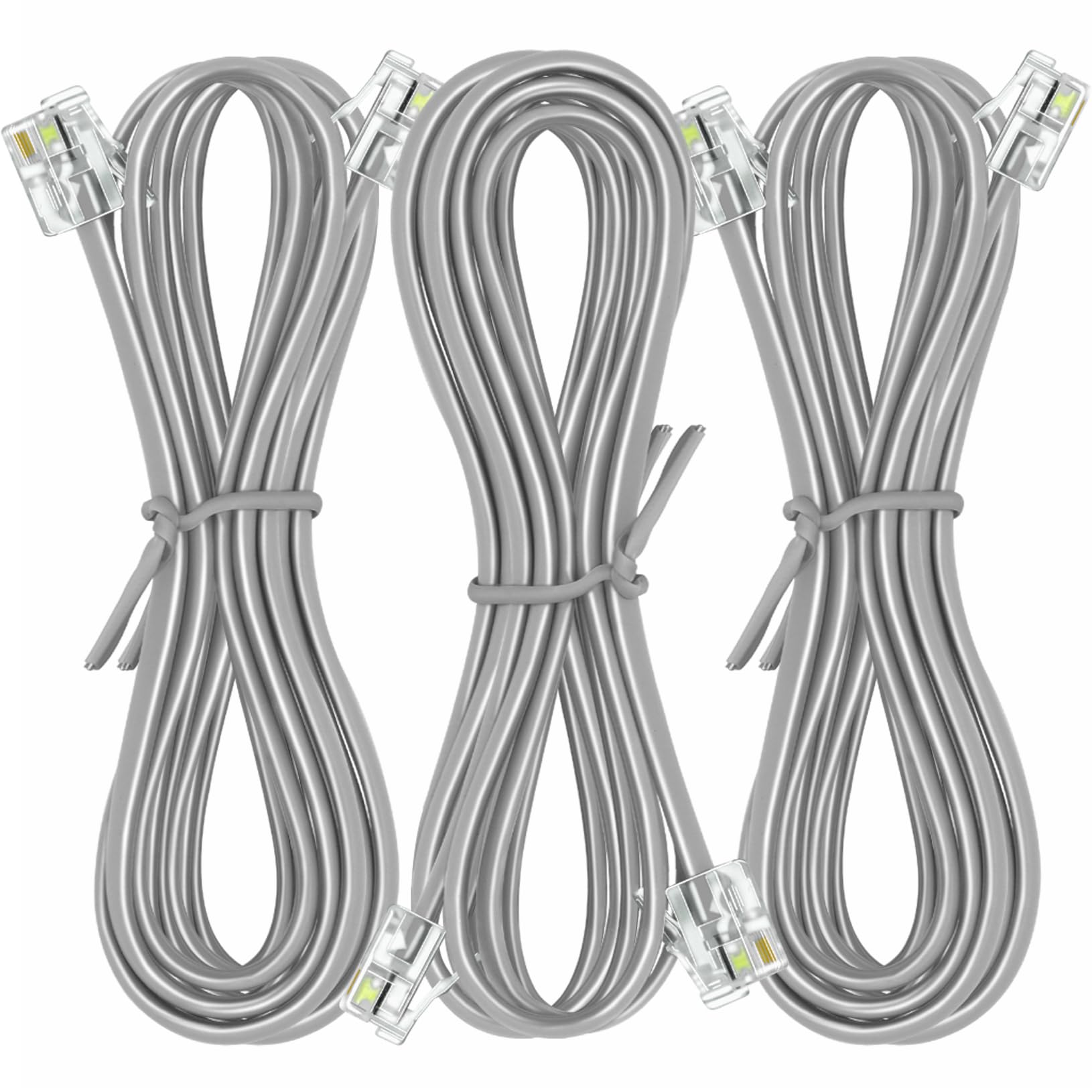 NECABLES 3Pack Phone Cord 10 ft Telephone Cord Phone Cable RJ11 6P4C Male to Male for Landline and Fax - 10 Feet
