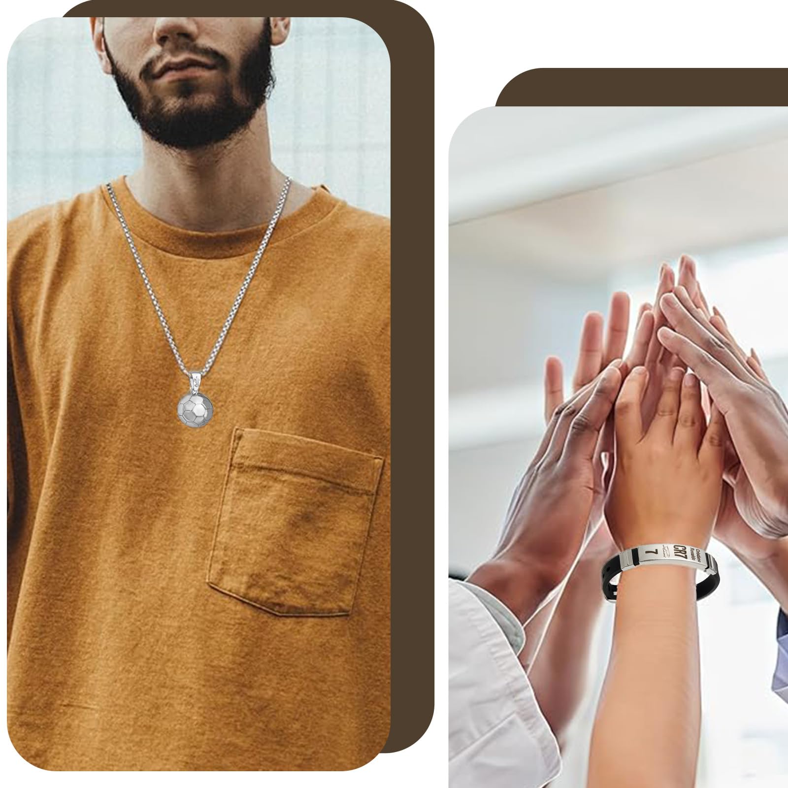 3 Pièces Ensemble D'accessoires de Football, Bracelet C r7, Bracelet de Football pour Garçon, Pendentif Maillot, Collier de Football pour Cadeau D'anniversaire pour Garçon