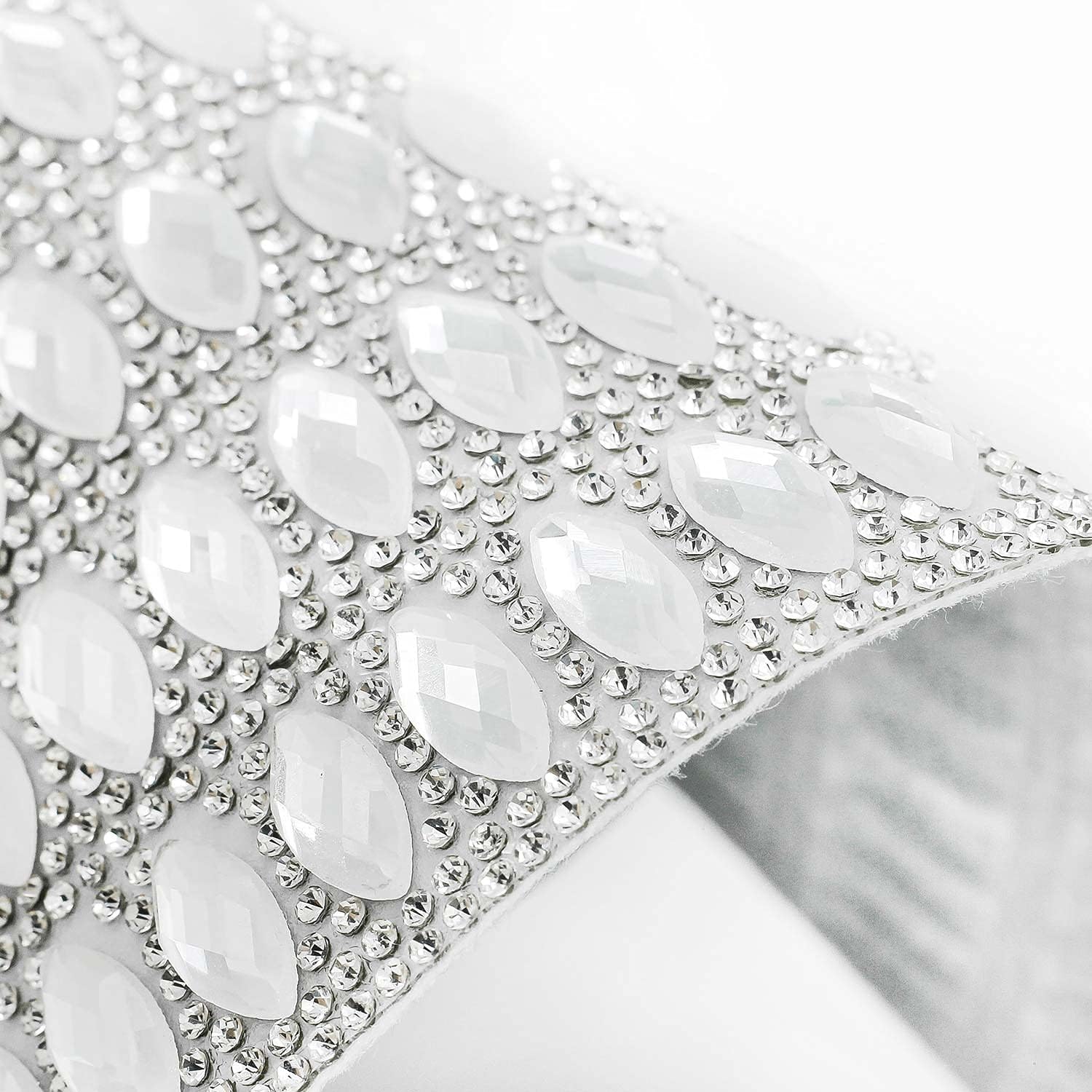 Flower Placemat, Stunning Glass Rhinestones, Protective Felt Back, for Formal Dining Tables Setting, Events, Wedding, Silver, 15", Sold Individually