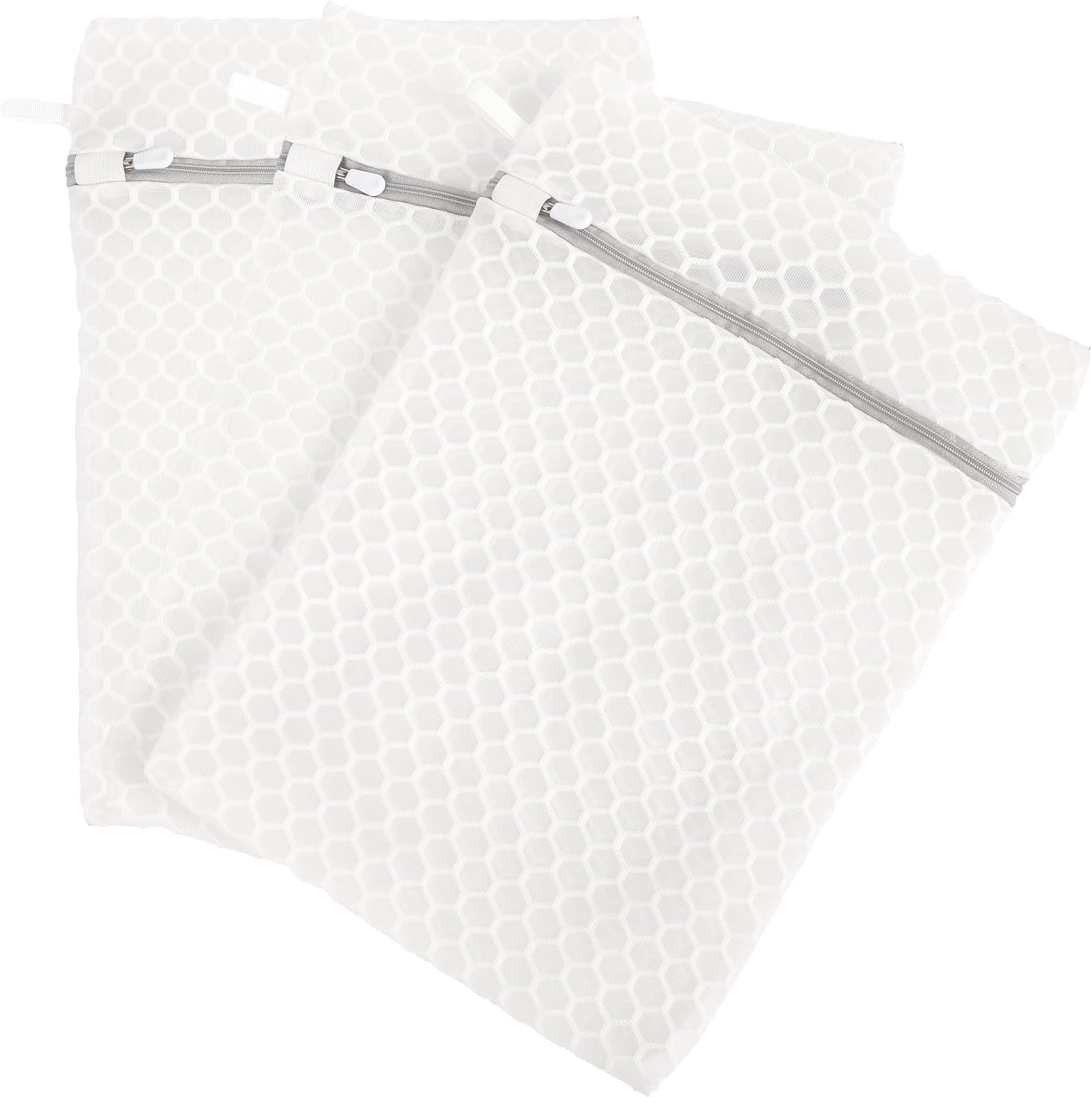 3 Pack 12x16 Inch Honeycomb Mesh Laundry Bags Heavy Duty Zipper Reusable Wash Bags for Delicates Clothes Lingerie Bras Socks Home Laundry Travel Storage Organizer