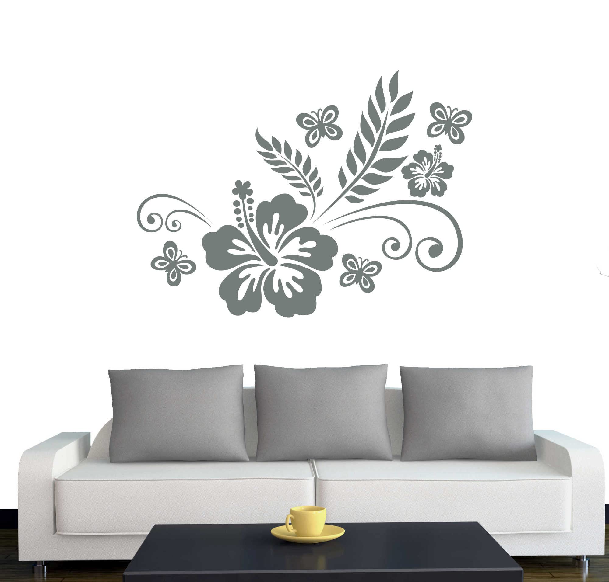 Wandtattoo Grau Blumenranke A111 Wandtattoo \, image size:2000x1914