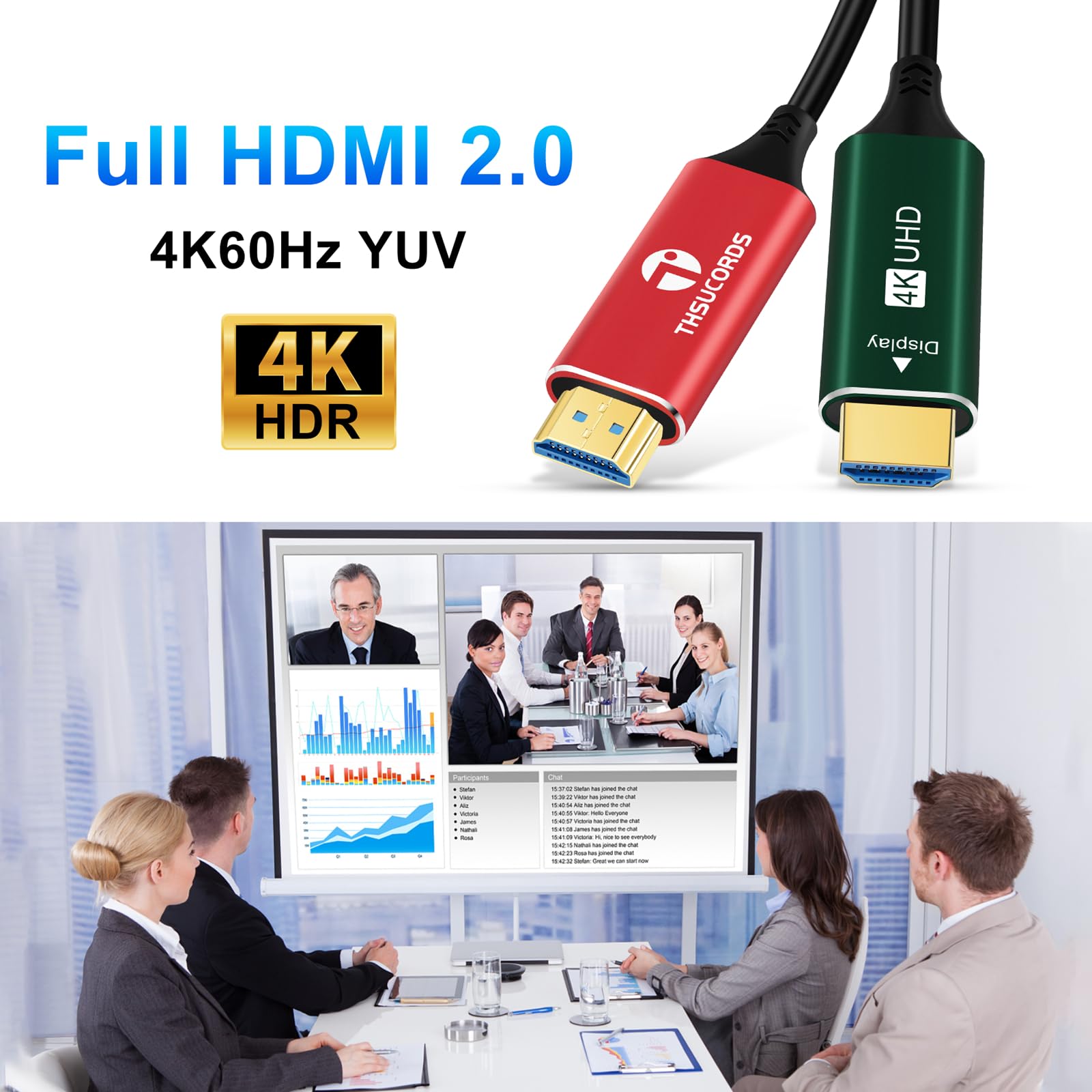 Thsucords 4K Fiber Optic HDMI Cable 30M, HDMI 2.0 Cable Support UHD 4K@60Hz HDR/18Gbps/4:4:4/3D/ARC/HEC/for RTX 3080/3090 Xbox Series X PS5 Denon AV Receiver LG Samsung Sony TV