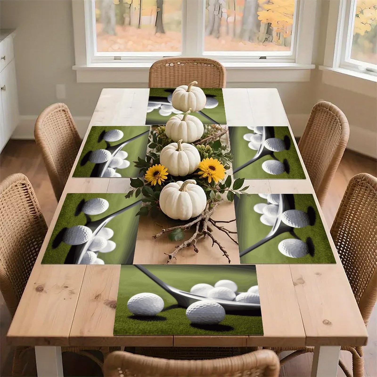Golf Placemats Heat-Resistant Washable Place Mats Anti Slip Dining Table Place Mats Wipeable Dining Table Mats Kitchen Decoration Placemats 17.7’’×11.8’’