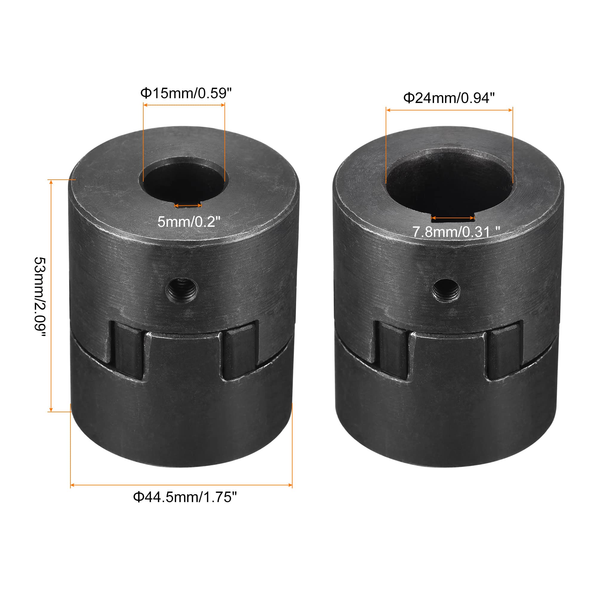 sourcing map Flexible Kupplung Welle 15mm bis 24mm Motor Kupplungsgelenk 53mm L x44.5mm OD