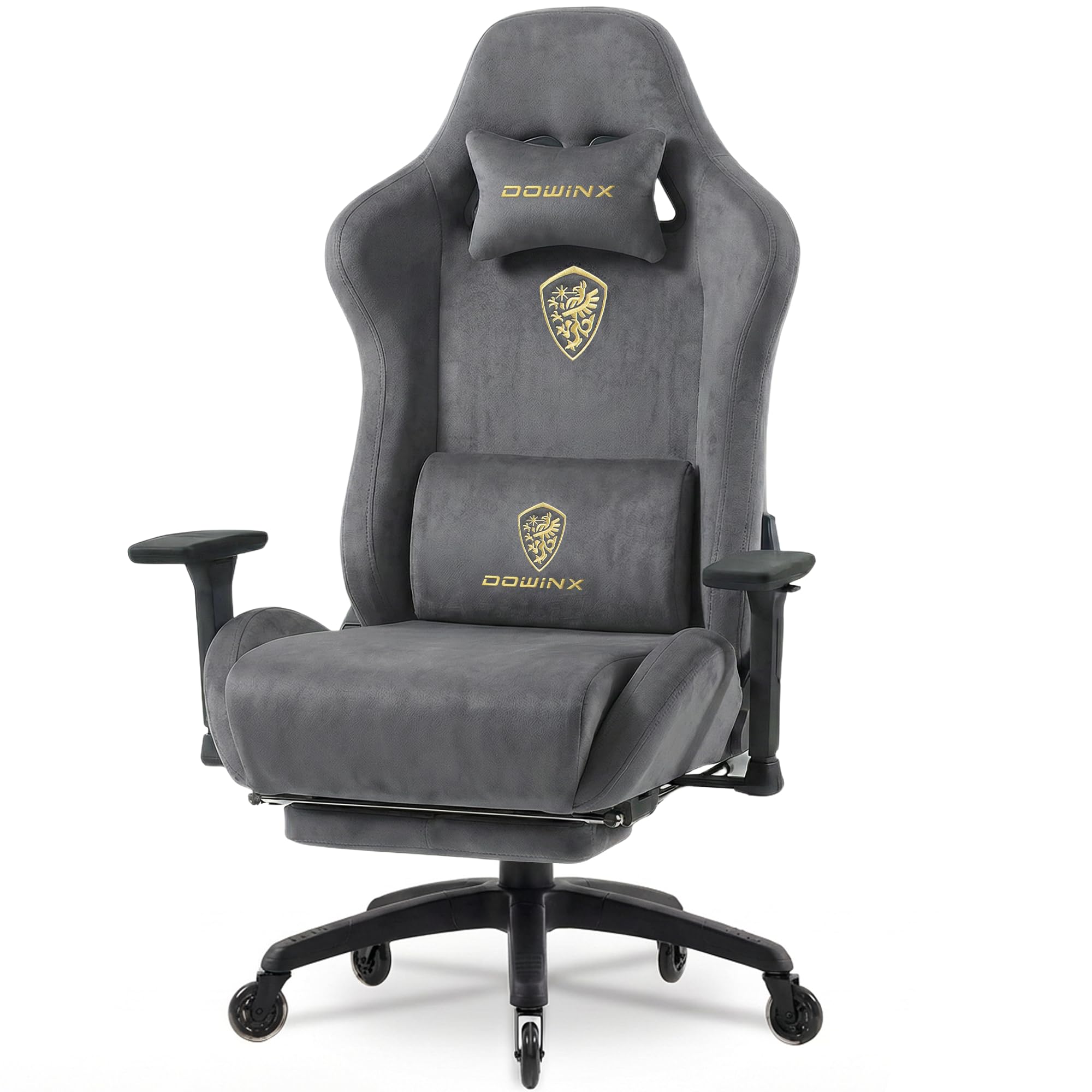 Dowinx Big and Tall Gaming Chair with Suede Fabric Breathable, Game Chairs for Adults with Oversized Thick Seat for 440lbs, Ergonomic Gamer Chair for