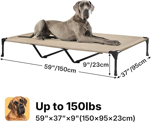Miniatura 6 de Veehoo Cama elevada para perro, cuna elevada portátil para mascotas con malla lavable y transpirable, patas de goma antideslizantes para uso en