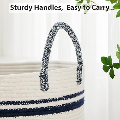 Miniatura 5 de Fiona's magic - Cesta de lavandería tejida grande de 58 litros, cesta de almacenamiento de ropa sucia, cesta para cuarto del bebé, juguetes y cesta