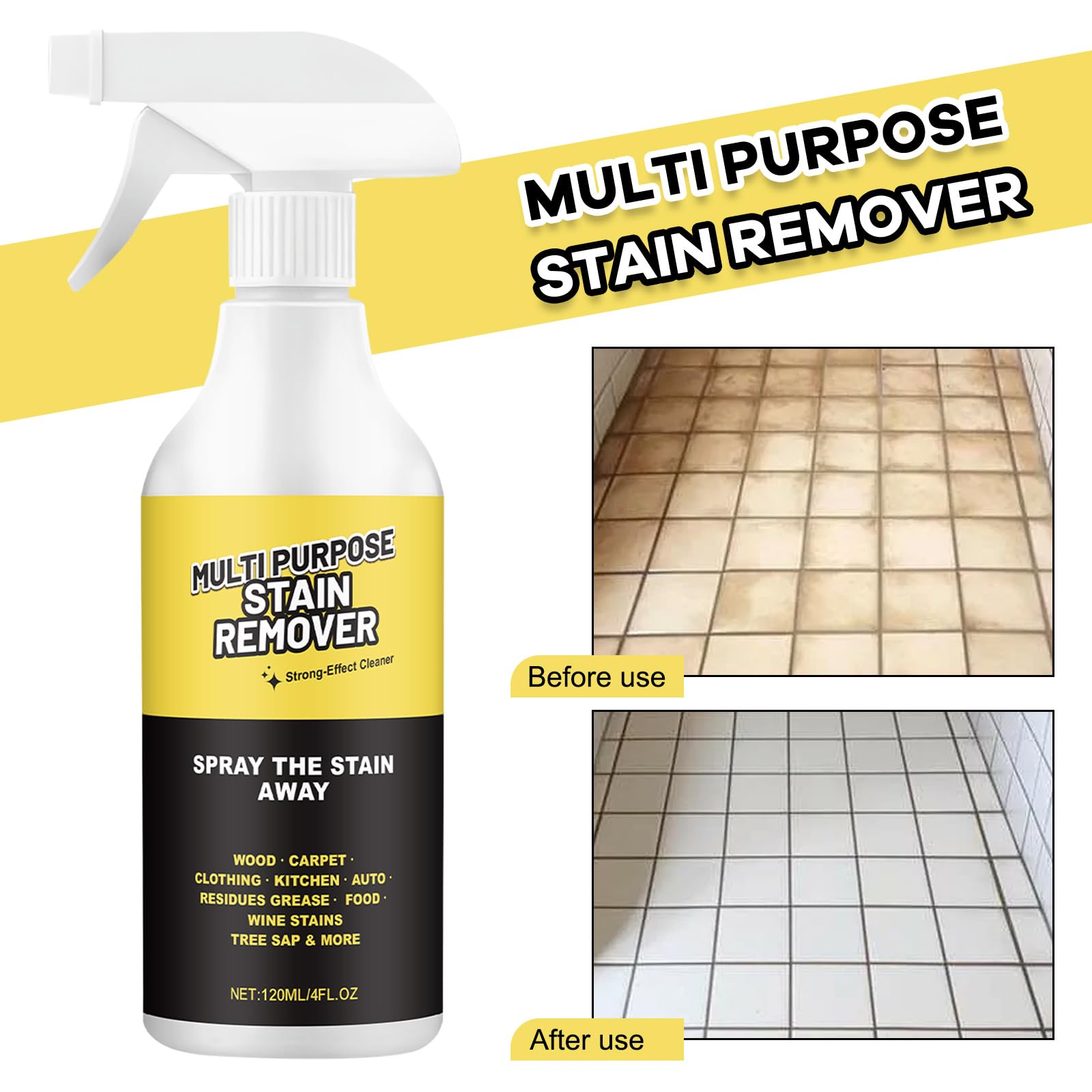 Mehrzweck-Fleckenentferner Spray, Heavy Duty Oberflächenreiniger für Bad Fliesen Toilette, Holzteppich Kleidung Küche Auto InteriorEntfernen Sie harte Wasserflecken, Seifenschaum Rostflecken (5p)