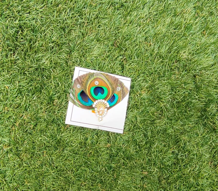 FIRMUS kundan Stone 3 Pankh Kalangi – Peacock Feather for Mukut & Pagdi Use of Laddu Gopal ji [ Multicolor ]- Pack Of 2