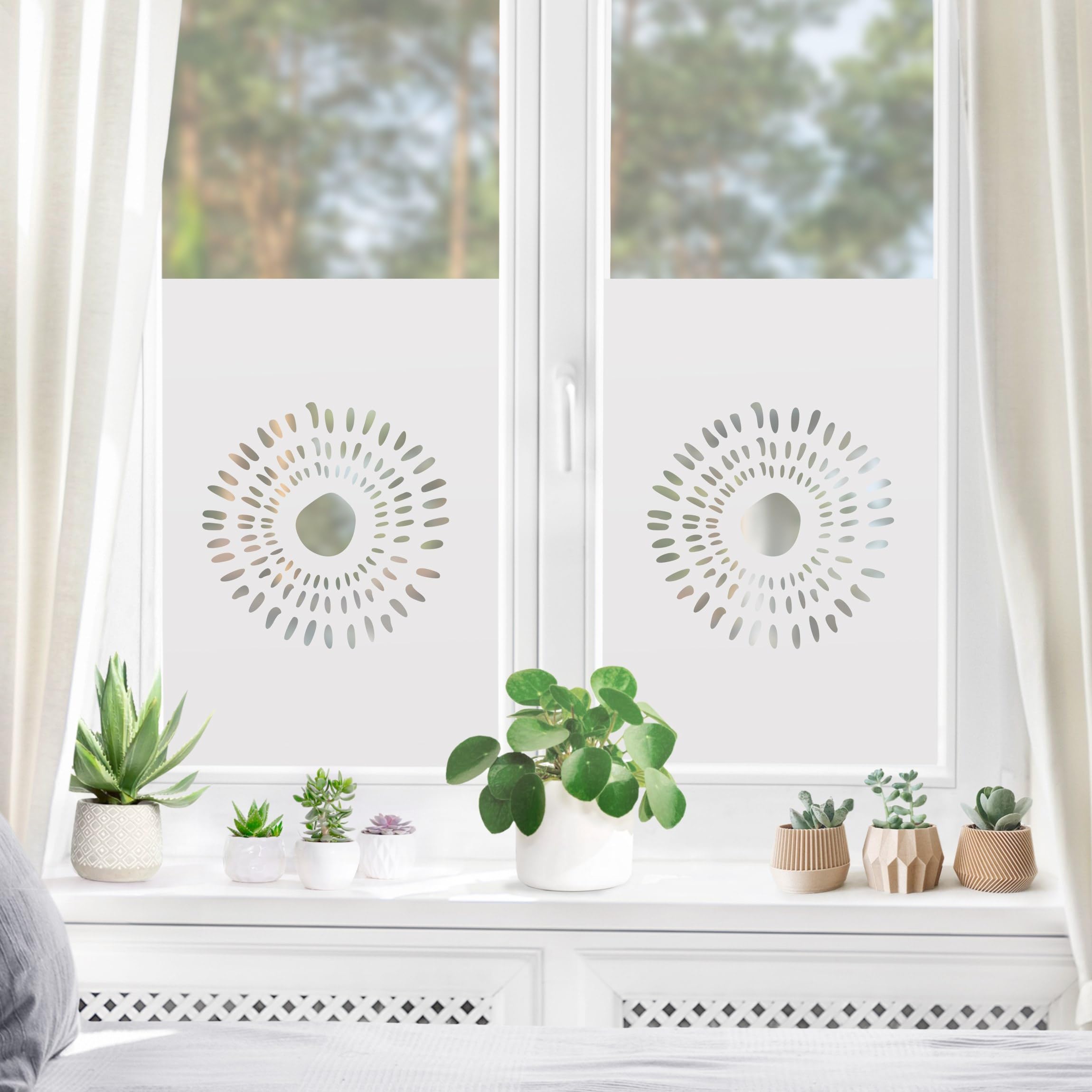 Fensterfolie statisch haftend Muster Sichtschutz Milchglas - Made in Germany - Motiv Abstrakt Blickdicht Scheibe Innen Schlafzimmer Wohnzimmer Küche Glas 1679 (60x60cm)