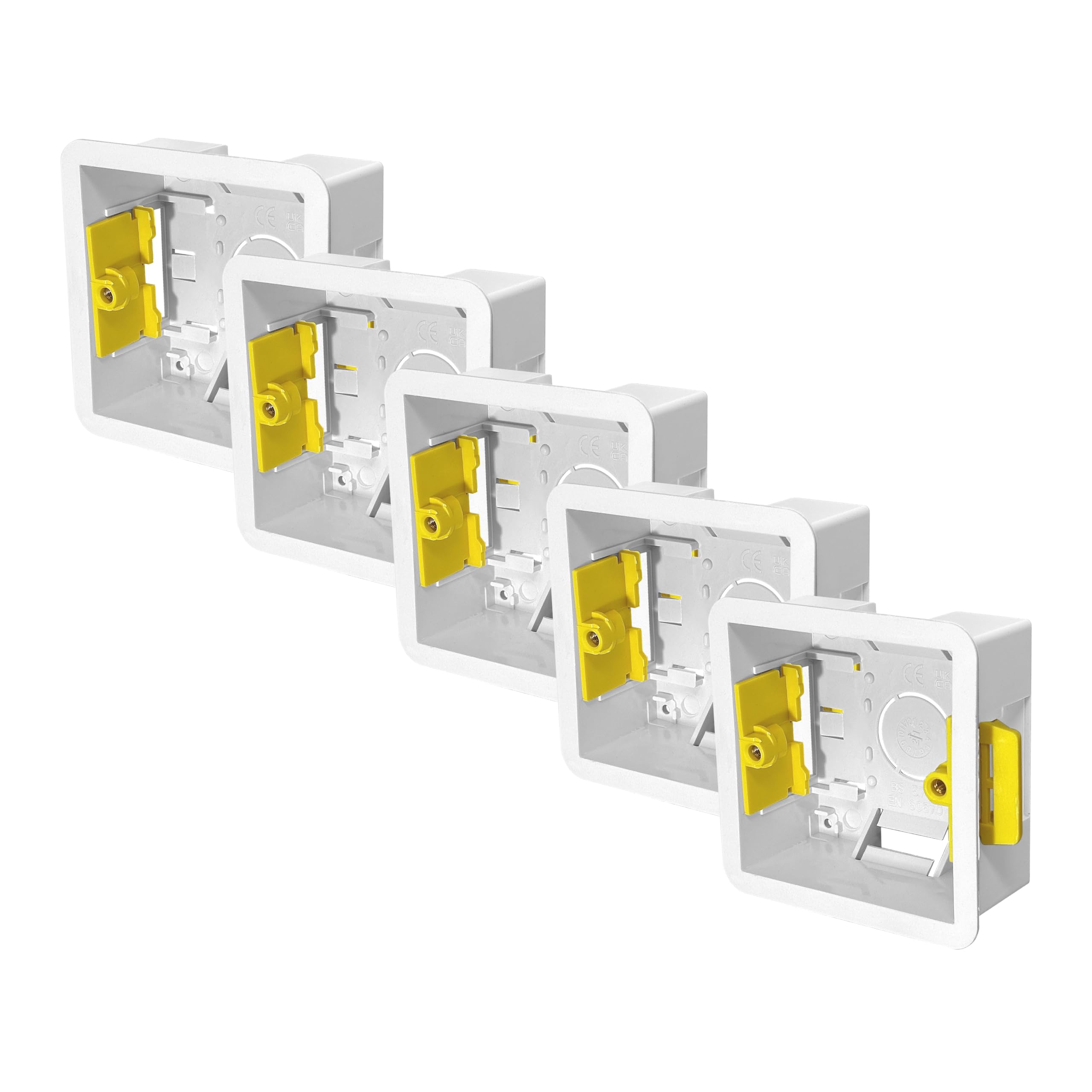 Evoges 1 Gang Dry Lining Back Box 35mm | Fast-Fit Electrical Wall Box for Plasterboard (Pack of 5)