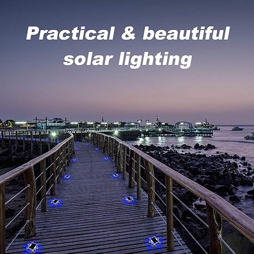 Miniatura 8 de VOLISUN Luces solares para muelle de entrada, paquete de 12 luces LED impermeables para exteriores, de aluminio, escalón de advertencia para