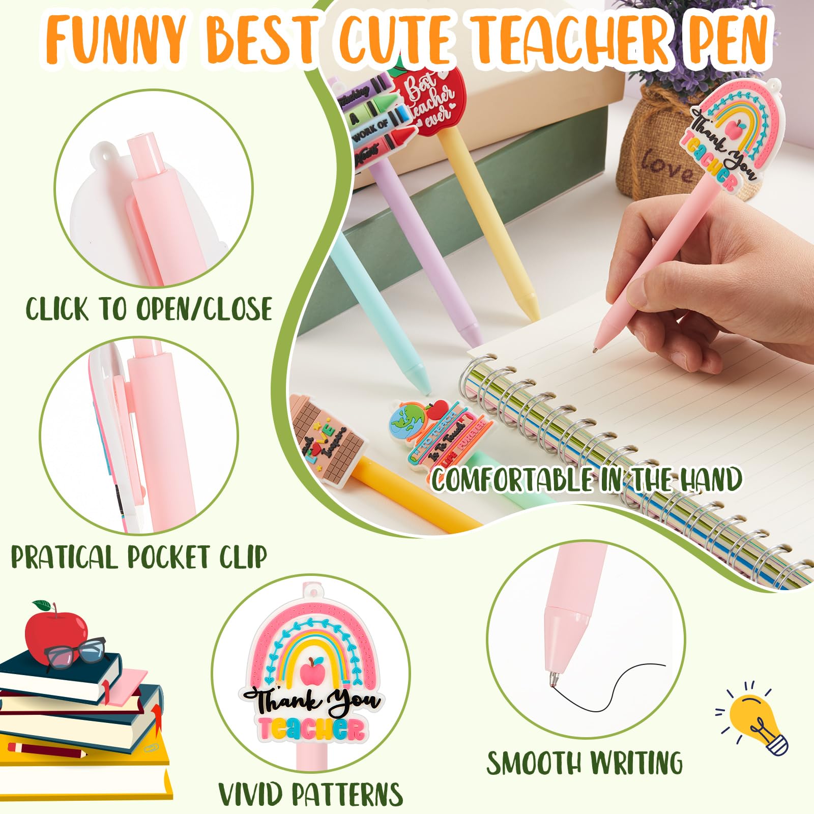 Snapklik.com : ReliThick 9 Pcs Back To School Teacher Gift Pen Bulk ...