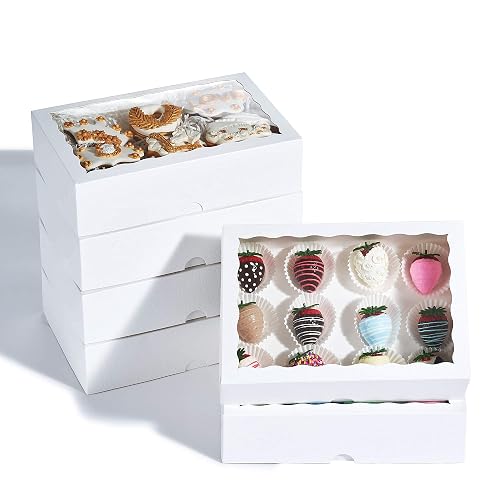 50PCS 10 x 7 x 2.5 Inches One Piece White Bakery Boxes