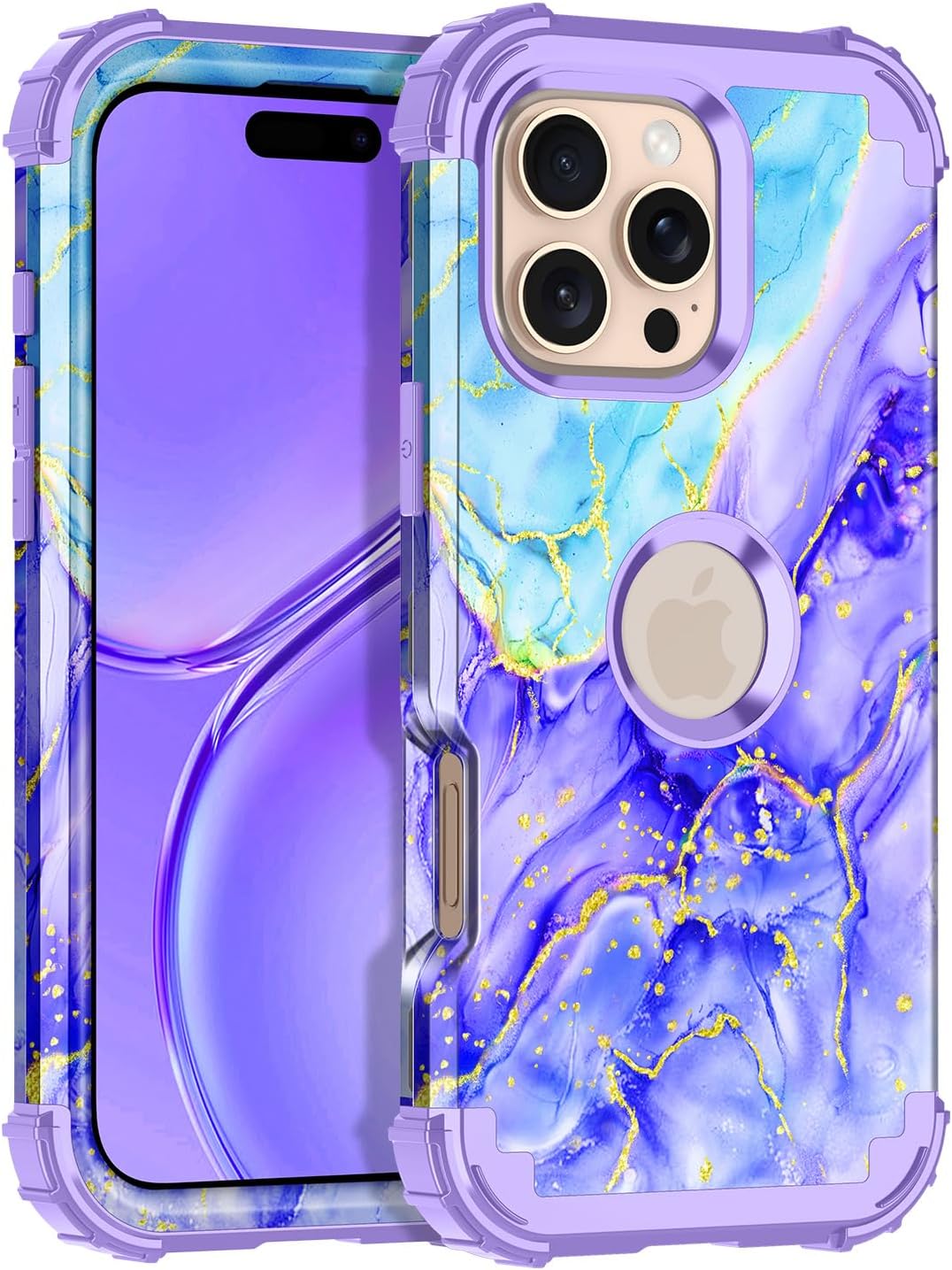 Casetego for iPhone 16 Pro Max Case,Three Layer Heavy Duty Sturdy Shockproof Protection Full Rugged Hard PC+Soft TPU Bumper Protective Girls Case for Apple iPhone 16 Pro Max 6.9 inch,Cobalt Violet