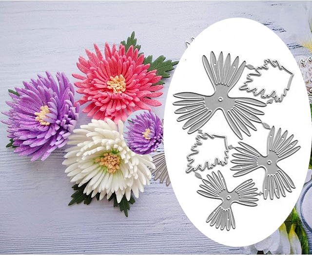 Chrysanthemum Flower Metal Die Cuts,Rose Daisy Flower Leavs Cutting Dies Cut Stencils for DIY Scrapbooking Album Decorative Embossing Paper Dies for Card Making