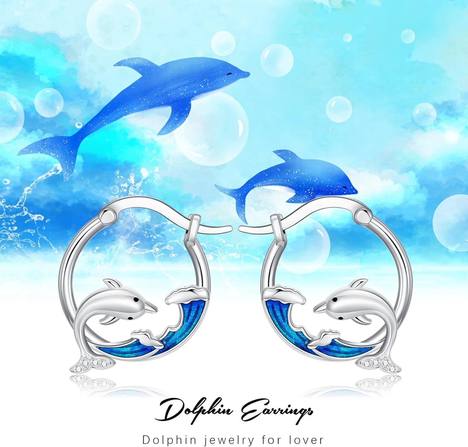 SeaTurtle dolphin Hummingbird Earrings for Women 925 Sterling Silver Sea Waves Earrings Ocean Huggie Hoop Sea Turtle dolphin Earrings Jewelry Gifts - Image 7