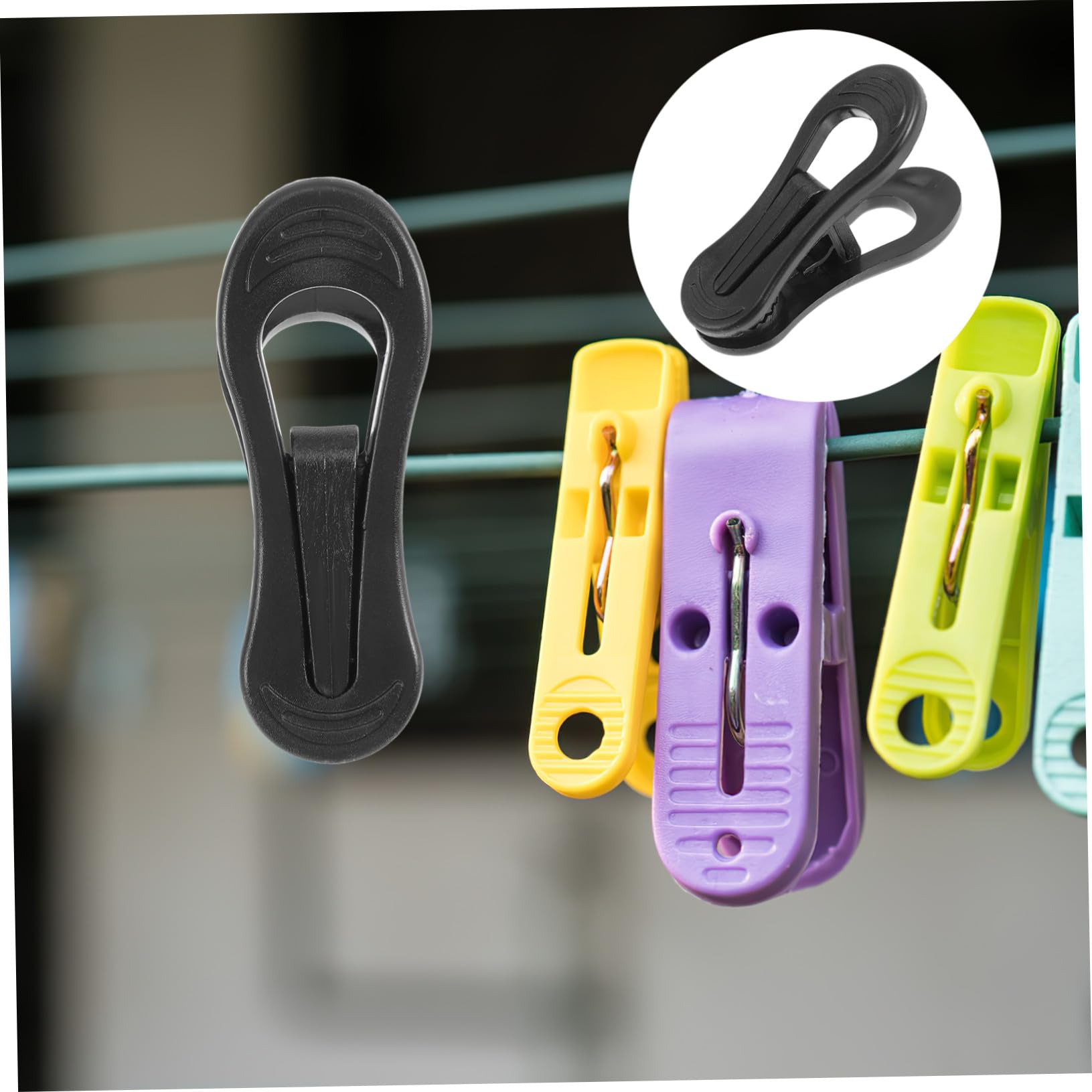 Kunststoff Kleiderbügelclips, Stark, 50 Stück, Schwarz