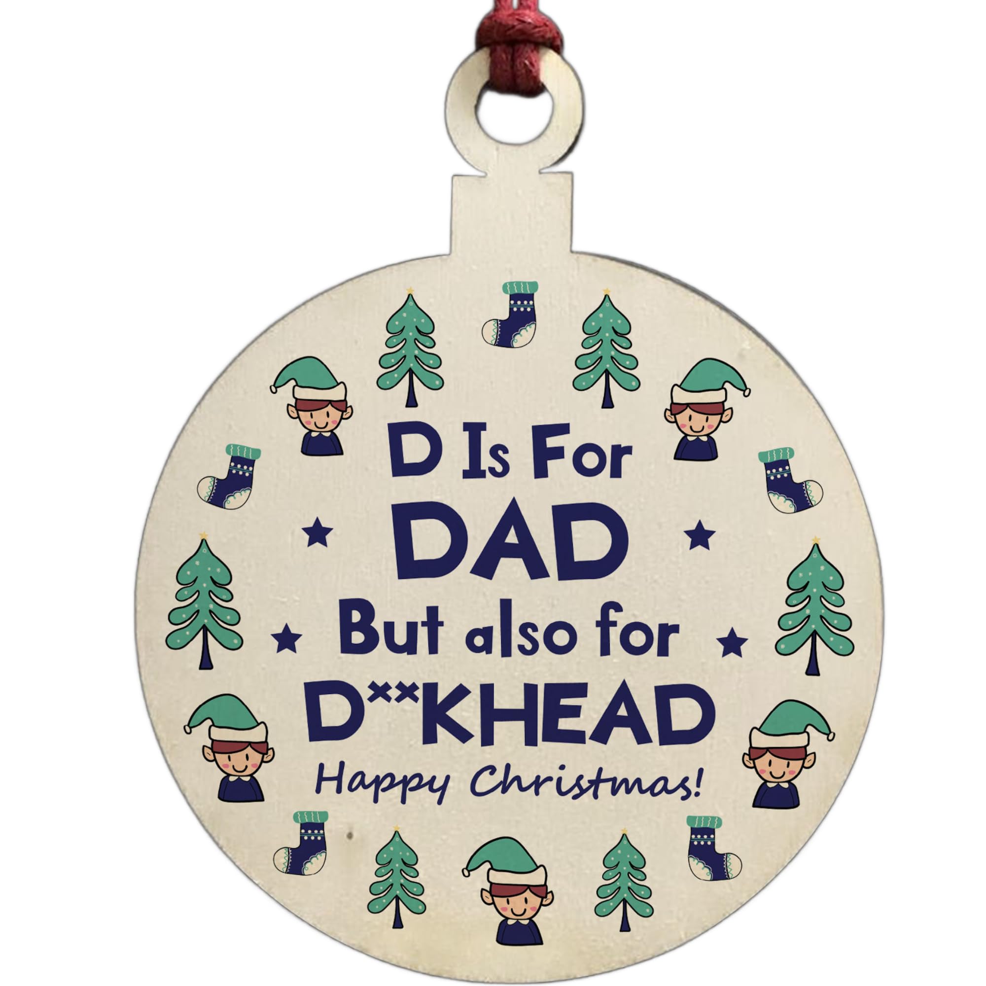 Red Ocean Rude Christmas Bauble Gift For Dad Novelty Gifts For Men Tree Decorations Gifts For Him